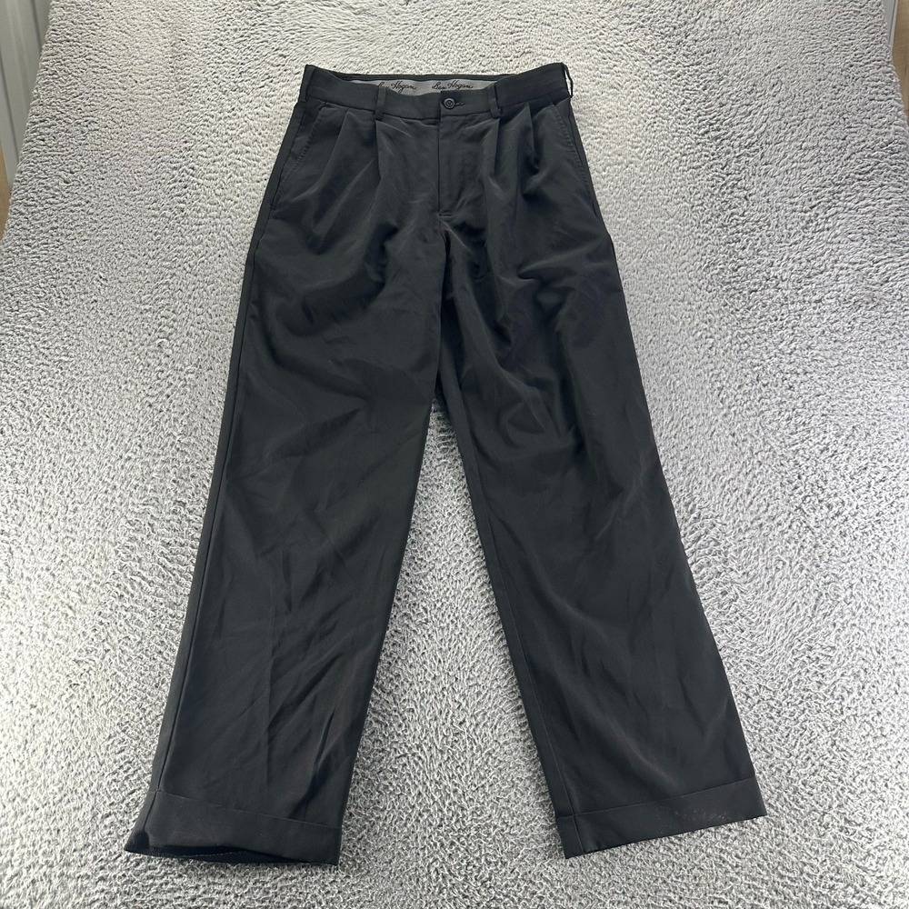 Ben Hogan Pant Mens 30x30‎ Black Polyester Chino Straight Stretch Classic Preppy